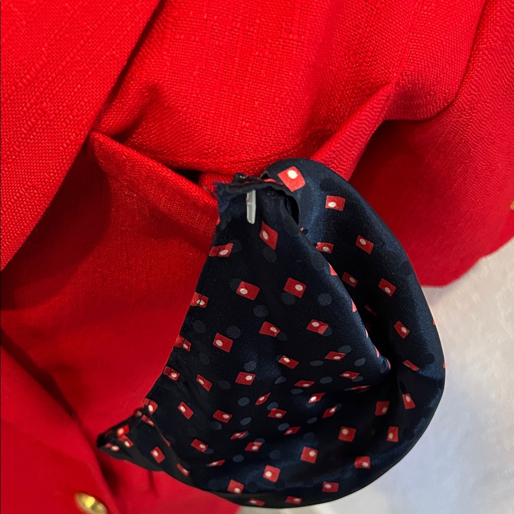 Vintage Kasper Red Double-Breasted Blazer Dress with Gold Buttons - Picture 6 of 12